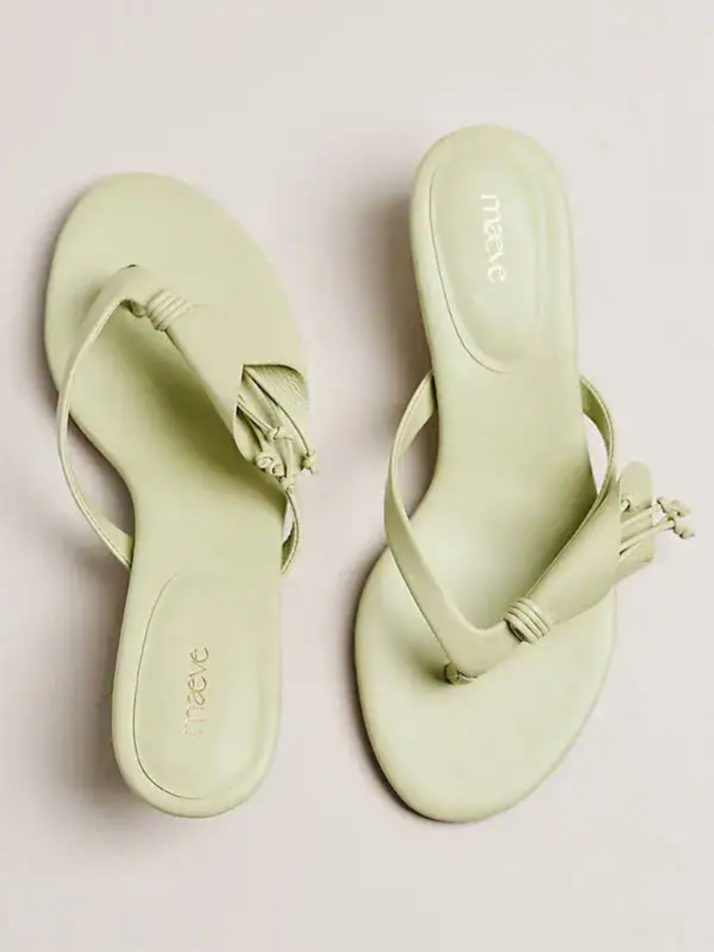Anthropologie Maeve Flower Kitten Heel Flip-Flop Sandals in Green size 10